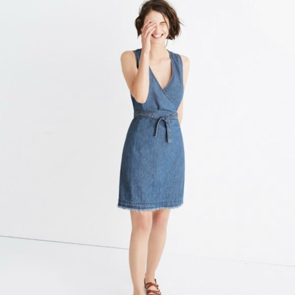 Madewell Denim Raw Hem Wrap Dress
